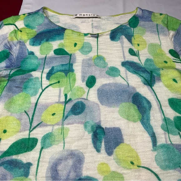 Mansted White Blue Lime Green GALINA knit Sweater Tunic Pullover Cotton Preppy L - Picture 12 of 16